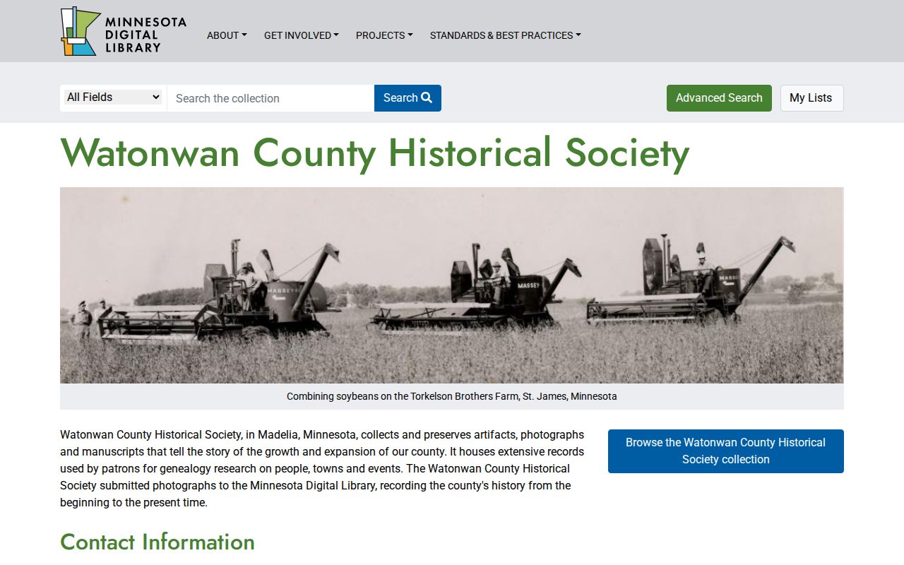 Watonwan County historical booking record Historical Society collection lead